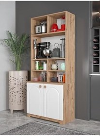 Resim Bohem Tarz Şık Çok Amaçlı Kiler Mutfak Dolabı Beyaz, Beyaz N MODEL 