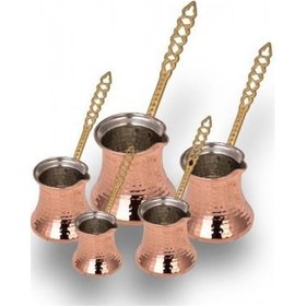 Resim Turna Bakır Kervan Cezve Küçük 5'li Takım 1-2-3-4-5 No İnce Maki 