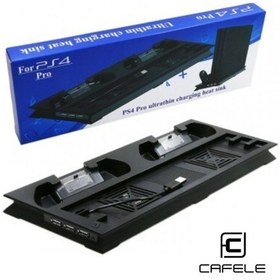 Resim Ps4 Pro Uyumlu Dikey Şarj Stant Çift Fanlı Soğutma Şarj Istasyonu 
