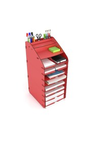 Resim Hype Store Mingitav Tower Ofis Masaüstü Organizer 10 Kat Letter A4 Evrak Rafı (Kırmızı) 
