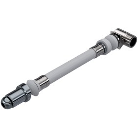 Resim İZ YAPI Asma Klozet Esnek Taharet Borusu – Dirsekli | Krom Uç | 110 mm | Kolay Montaj 