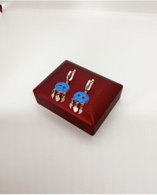 Resim Midyat Gümüş Gümüş Iki Delikli Süryani Nazarlığı Küpe 925 Ayar 