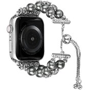 Resim Sones Çift Sıra Boncuklu Teleskopik Zincirli Saat Kordonu iOS Uyumlu Watch Ultra 49mm-watch U Seri 9-8-7 Akıllı Saat Aks. 47346948 