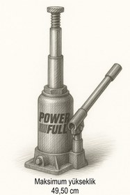 Resim POWERFULL 4 Ton Çift Kademeli Hidrolik Şişe Kriko - Uzun Tip 05004B 