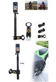 Resim Zoli Insta360 Ve Gopro Uyumlu Görünmez Selfie Çubuk Motosiklet Özel Gidon Tutucu Aparatlı 