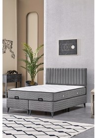 Resim Evdemo Ezgi Çift Kişilik Baza Başlık Yatak Seti Gri 150 200 150 x 200 