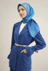 Resim Armine Soyut Desenli Saf İpek Twill Eşarp 9308d 35 Mavi 