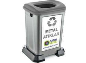 Resim Loremp Geri Dönüşüm Kutusu Metal Atık Sıfır Atık Kutusu 50 Lt - 1 Adet 