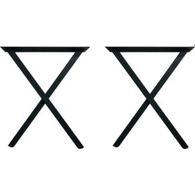 Resim İlgitrafik Retro Metal Yemek Masası Ayak X Ayak Demir Mobilya Ayağı 60X71 Cm 