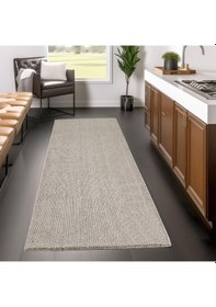 Resim Yumuşak Bukleli Sisal Jüt Salon Oturma Odası Kahverengi Renkli Yuvarlak Halı 