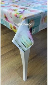 Resim Elyaf astarlı makaron biküvi desen kaymaz silinebilir pvc muşamba masa örtüsü Çok Renkli 100 x 140 
