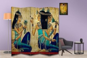 Resim Antik Mısır Tasarımlı Özel Tasarım Paravan Room Divider 180 x 200 cm 