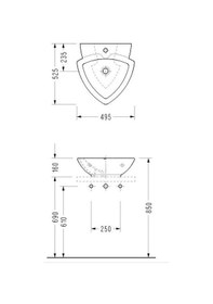 Resim Serel Tezgah Üstü Üçgen Lavabo 49.5 x 52 CM 2036Tds000 