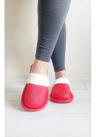 Resim İçi Kürklü Düğmeli Kışlık Ev Terliği 001 