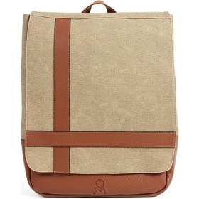 Resim Erkek Sırt Çantası 35 20 Cm Kanvas Kumaş Laptop Bölmeli Business Sırt Çantası Okul Çantası Mega Bag Krem 