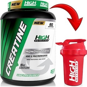 Resim High Nutrition Mikronize Creatine Monohydrate 300 G 60 Servis 1 Serviste 5 G Kreatin Kreatine Saf Aromasız + Shaker 