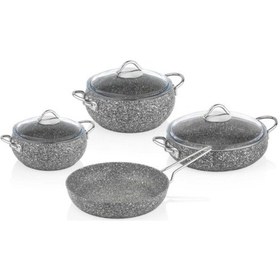 Resim Luna 7 Parça Döküm Granit Tencere Seti Gri 
