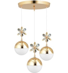 Resim İstanbul Avize Kelebek 3'lü Gold Sarkıt Ledli Kristal Taşlı Avize Gold Sarı 