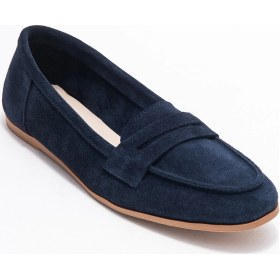 Resim Luvishoes Luvi Shoes F02 Lacivert Süet Hakiki Deri Kadın Loafer Ayakkabı Lacivert 