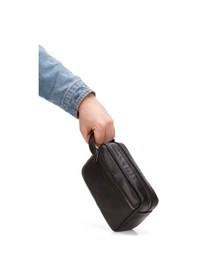 Resim Newish Polo Erkek Siyah Hakiki Deri Portföy Clutch Traş Kozmetik Bakım Ve Günlük El Çantası New278 Siyah 