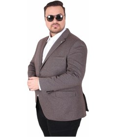 Resim Mocgrande Erkek Büyük Beden 4 Drop Blazer Sedef Ceket 500606 Kahverengi Kahverengi 