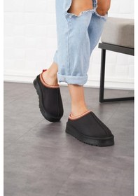 Resim Beyaz Milano İçi Tüylü Yüksek Tabanlı Ug Kadın Terlik Siyah Siyah 
