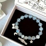 Resim 1pc Sanrio Cinnamoroll Charm Bracelet, Elegant & Cute Style, Ladies Jewelry Gift with Moon And Star Pendants 