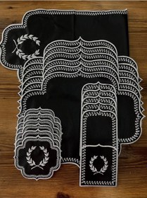 Resim Başak Siyah Gümüş Amerikan Servis 19 Parça Runner Seti Deri Yem Siyah 