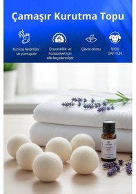 Resim Reyo 6 Adet Çamaşır Yün Kurutma Topu + %100 Saf Lavanta Esansı Krem 