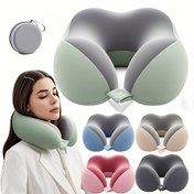 Resim Ergonomik U-Şekilli Boyun Yastığı ve Depolama Çantası - Seyahat, Dinlenme ve Ofis Kullanımı için Rahat Başlık, Yavaş Geri Tepme Desteği, Makinede Yıkanabilir Kapak, Seyahat Pillo 