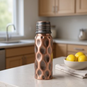 Resim Bakırzen Black Hammered Copper Water Bottle 550ml (18.59 fl oz) 
