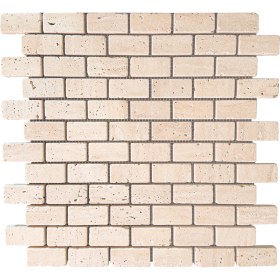 Resim Tuqco Dogal Tas 2,3 x 4,8 cm Brick Traverten Eskitme Mermer Mozaik 