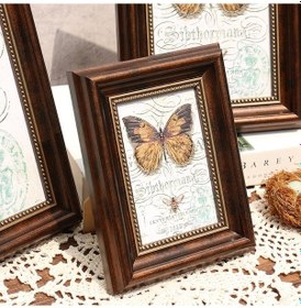 Resim Kahve Retro Tarzı Ev Fotoğraf Çerçevesi Masaüstü Süsleri Resim Çerçevesi Dekoratif Arka Plan Duvar 15.2x20.3cm 