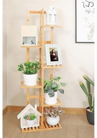 Resim Digithome Bambu 6 Raflı Saksılık Çok Amaçlı Stand Çiçeklik Banyo Düzenleyici Havluluk Db-0025 Kahverengi 
