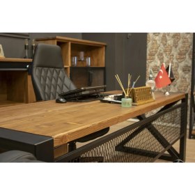 Resim Deryawood Masif Ağaç Ofis Odası Takımı -210 cm masa+keson+sehpa 