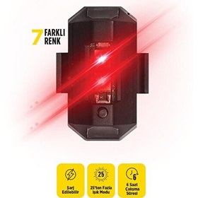 Resim Space 24 SPK01 Şarjlı 7 Renkli Led Flaşör Siyah 