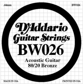 Resim D'Addario BW026 .026 Akustik Gitar Tek Teli - G/Sol Notası (Aksesuar) | 80/20 Bronz Alaşım, Net Ses Projeksiyonu ve Uzun Ömürlü Kullanım 