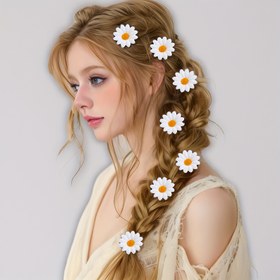 Resim 10 adet Kadın Orman Stili Papatya Çiçek Saç Tokası Patlak Yan Barrette Başlık Plaj Tatil Aksesuarları 