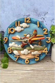 Resim Sessiz Yuvarlak Ahşap Duvar Saati Kuvars Hareketli 3D Görünümlü 2D Saat Sdw Çocuk Odası,Sdw157 33 X 