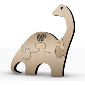 Resim Masif Ahşap Puzzle Çocuklar İçin Boyanabilir Dinazor Boya Setli 