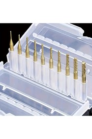 Resim BGA 10 pcs Dremel gravür makinesi titanyum 3,175mm karbür freze cnc freze 0.8mm /3.0mm 