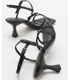 Resim Luvishoes Nebel Siyah Cilt Kadın Topuklu Sandalet Sıyah Cılt 