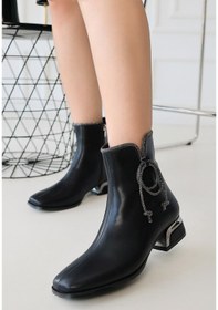 Resim Melina Siyah Cilt Topuklu Bot 