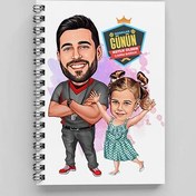 Resim Futbol Sever Baba ve Kızı Karikatürlü Defter 