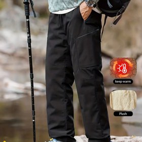 Resim Erkekler İçin Ağır Hizmet Tipi Kışlık Termal Yalıtımlı Kar Pantolonu - Fermuar Cebi ile Tam Zip Outdoor Kayak & Doğa Yürüyüşü Pantolonları, Çamaşır Makinesinde Yıkanabilir, Kalın ve Sıcak Snowboarding, Buz Tırmanma ve Günlük Soğuk Hava Etkinlikleri İçin Uygun Tayt - Dağ Evleri 
