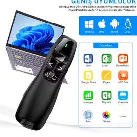 Resim Genel Markalar K400 2.4GHz USB Kablosuz Sunum Kumandası – Lazer Pointer, PowerPoint Uzaktan Kumanda 