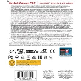 Resim Mena Rise 256 GB Extreme Pro Microsdxc Kartı + Sd Adaptörü + Rescuepro Deluxe, 200 Mb/sn'ye Kadar, A2 App Performance, Uhs-I, 10, U3, V30 