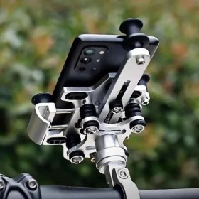 Resim Metal 360° Dönen Amortisörlü Motosiklet & Bisiklet Telefon Tutucu – Titreşim Önleyici, Şok Emici, Ayarlanabilir 