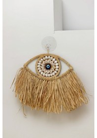 Resim Hasır Doğal Deniz Kabuklu Nazar Boncuklu Rafya Göz Model 