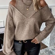 Resim Kadınlar İçin Gündelik Uzun Kollu Balıkçı Yaka Kazak - %100 Polyester, Omuz Açık Detaylı, Kabartmalı Manşet ve Etek, Tüm Mevsimlerde Rahatlık, Düz Renk, Elde Yıkanabilir/Kuru Temizleme 